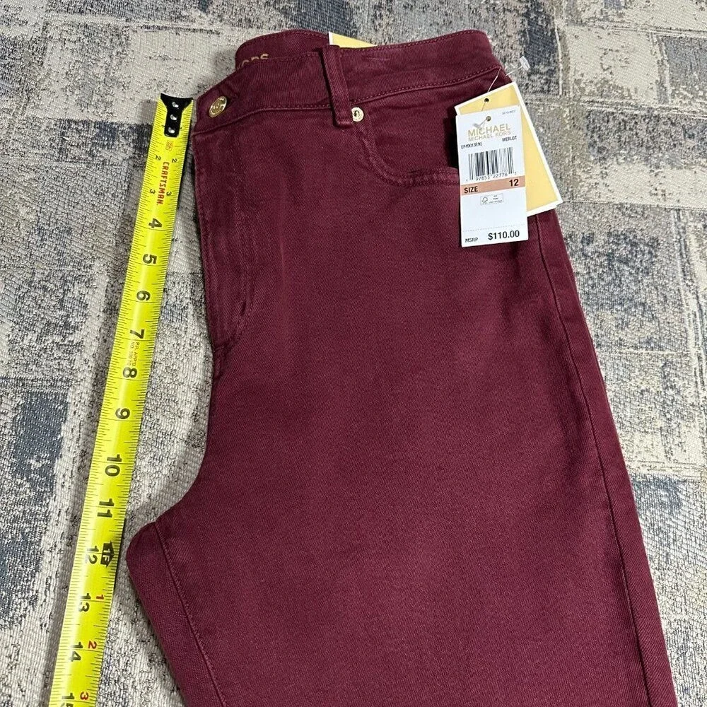 Michael Kors Women‎ Jeans Selma Hi Rise 12 Merlot Skinny Ankle $110 NWT